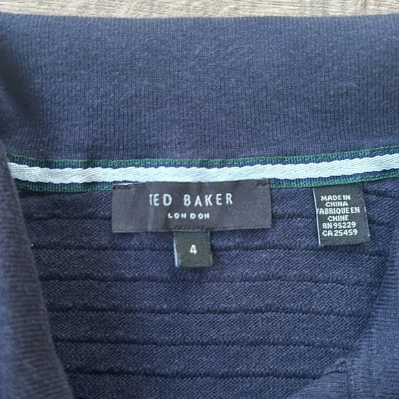 Ted Baker Durdle texture blue polo with white trim size 4 - Picture 3 of 7